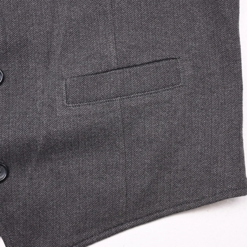 Banana Republic Gray Herringbone Cotton Flannel Wedding Prom Suit Waistcoat Vest